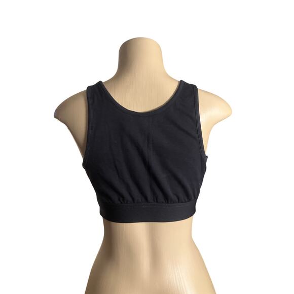 Women L Adidas Trefoil Bra Black Crop Tank Top AJ8110 Streetwear Cotton Graphiac - Picture 4 of 6